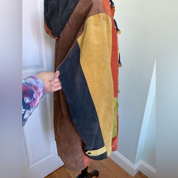 Egdon Heath 90s Vintage Patchwork Leather Suede Jacket - Picture 13 of 15